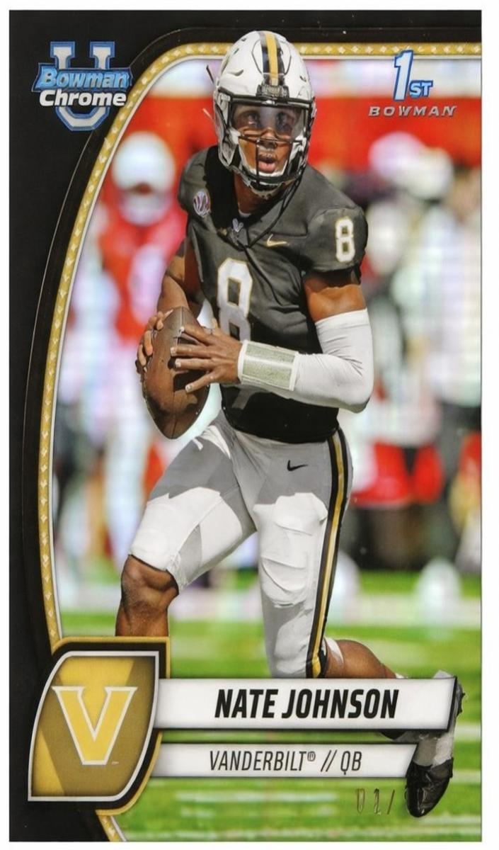 2024 Bowman Chrome University Football Black Refractor Nate Johnson #135