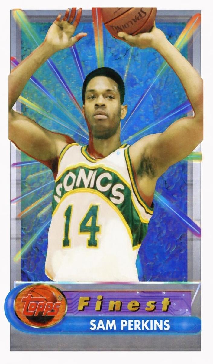 1994 Topps Finest Basketball Refractor Sam Perkins #99