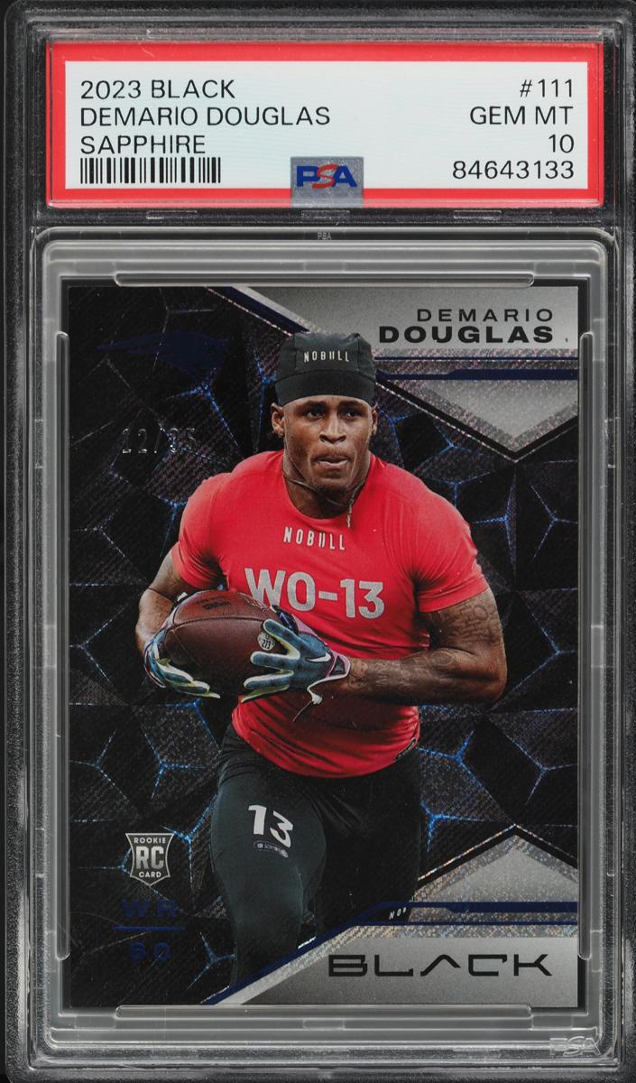 2023 Panini Black Football Sapphire Demario Douglas #111 PSA 9