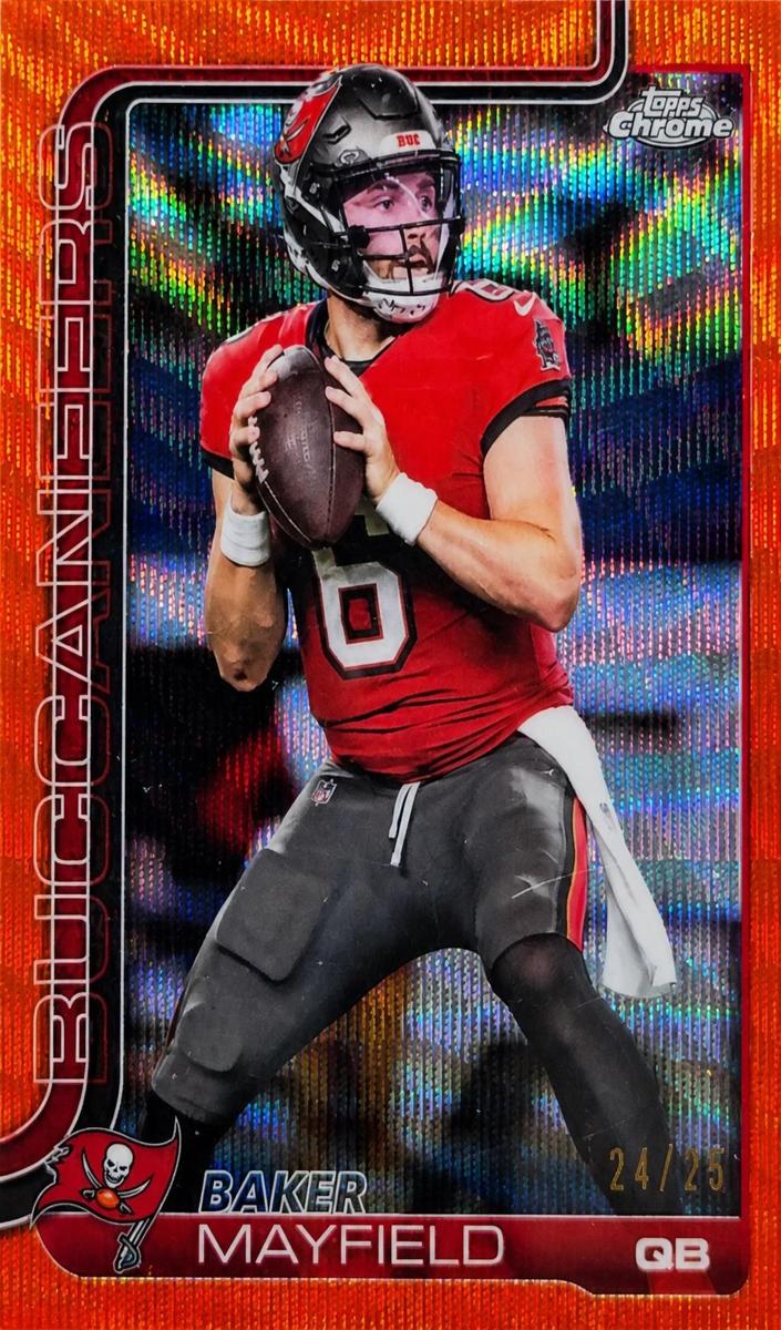 2025 Topps Chrome Football Orange Wave Refractor Baker Mayfield #281
