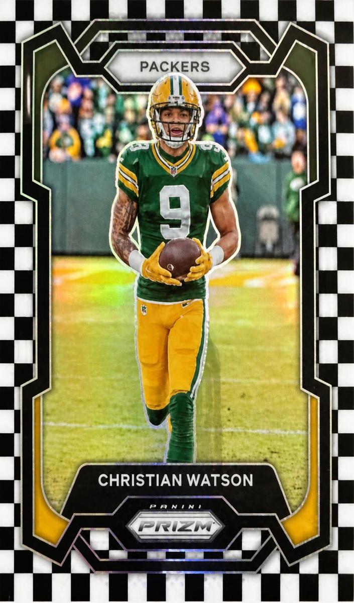 2023 Panini Prizm Football Black and White Checker Christian Watson #107 PSA 10