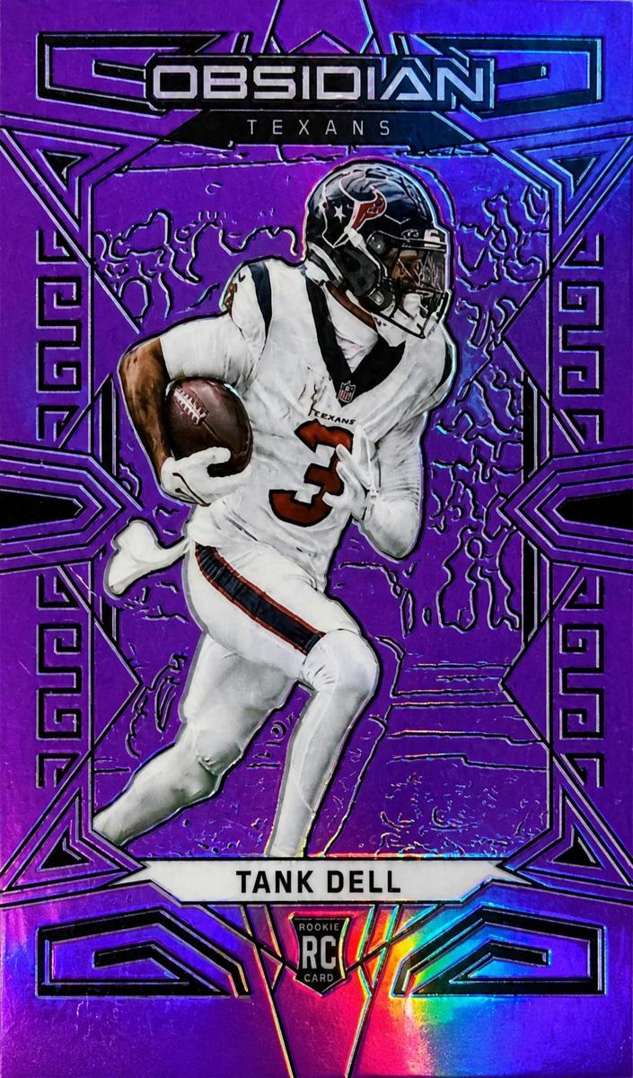 2023 Panini Obsidian Football Electric Etch Purple Flood FOTL Tank Dell #142