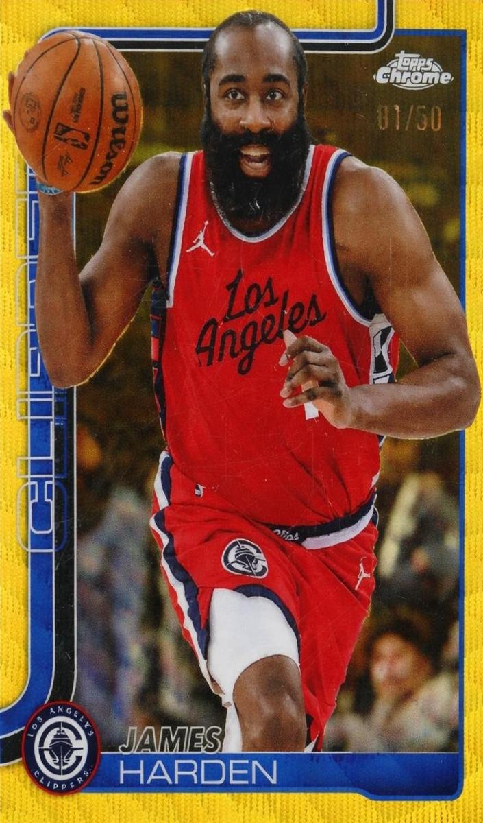 2025 Topps Chrome Basketball Gold Wave Refractor James Harden #54