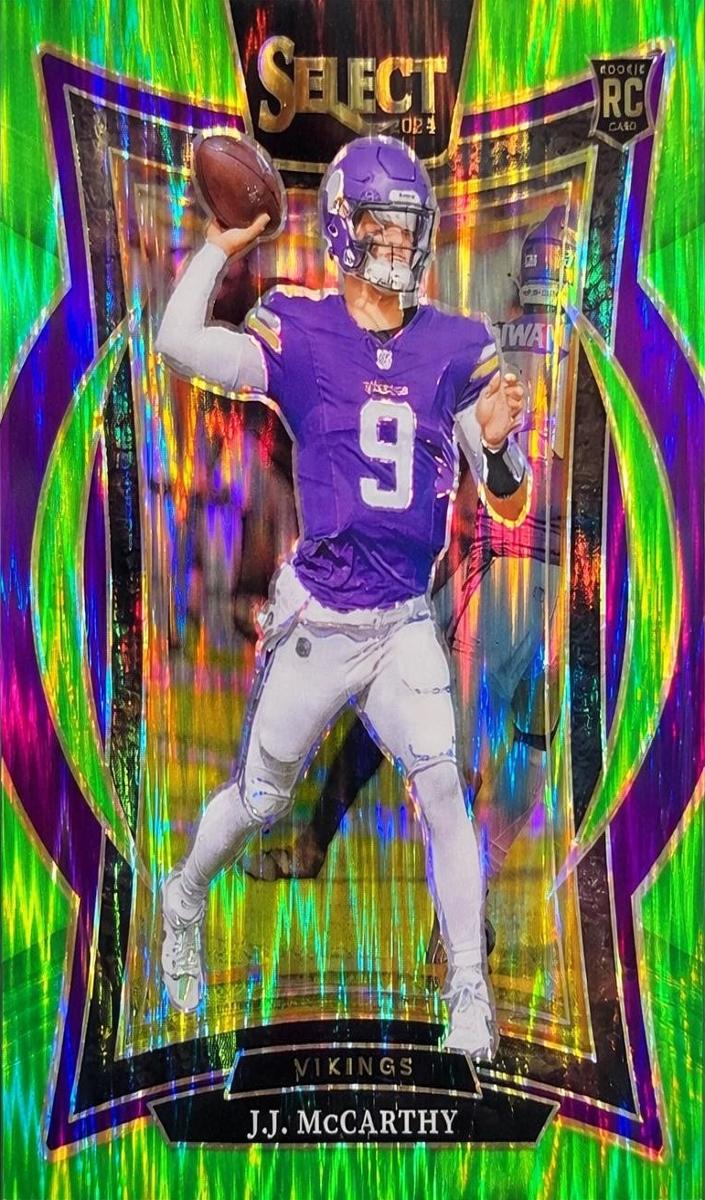 2024 Panini Select Football Neon Green Prizm Shock J.J. McCarthy #24 PSA 10