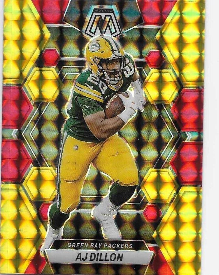 2023 Panini Mosaic Football Choice Fusion Red and Yellow AJ Dillon #84