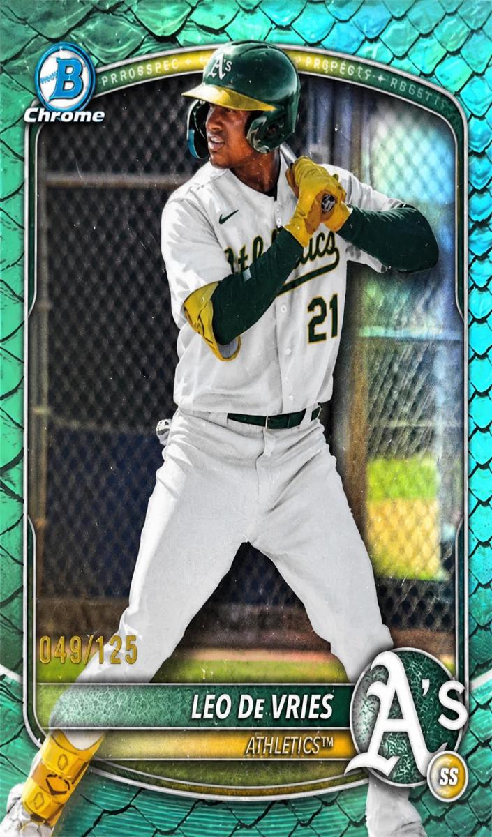 2025 Bowman Draft Chrome Baseball Aqua Reptilian Refractor Leo De Vries #BDC-87