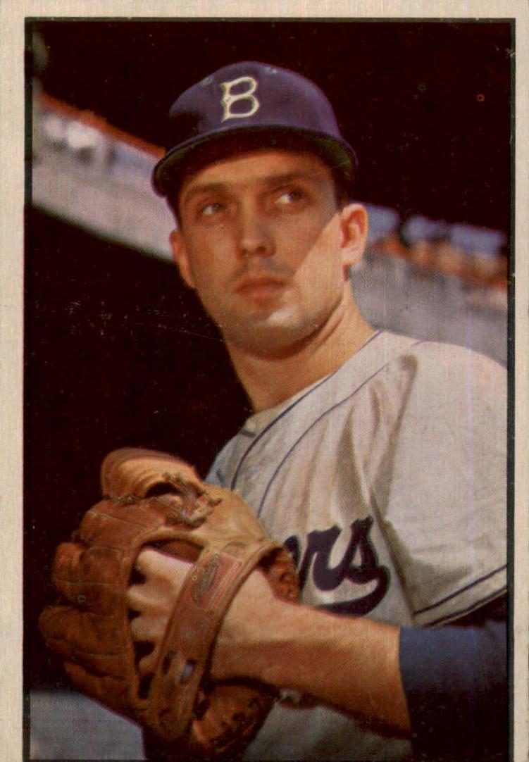 1953 Bowman Color Baseball Carl Erskine #12 PSA 6.5