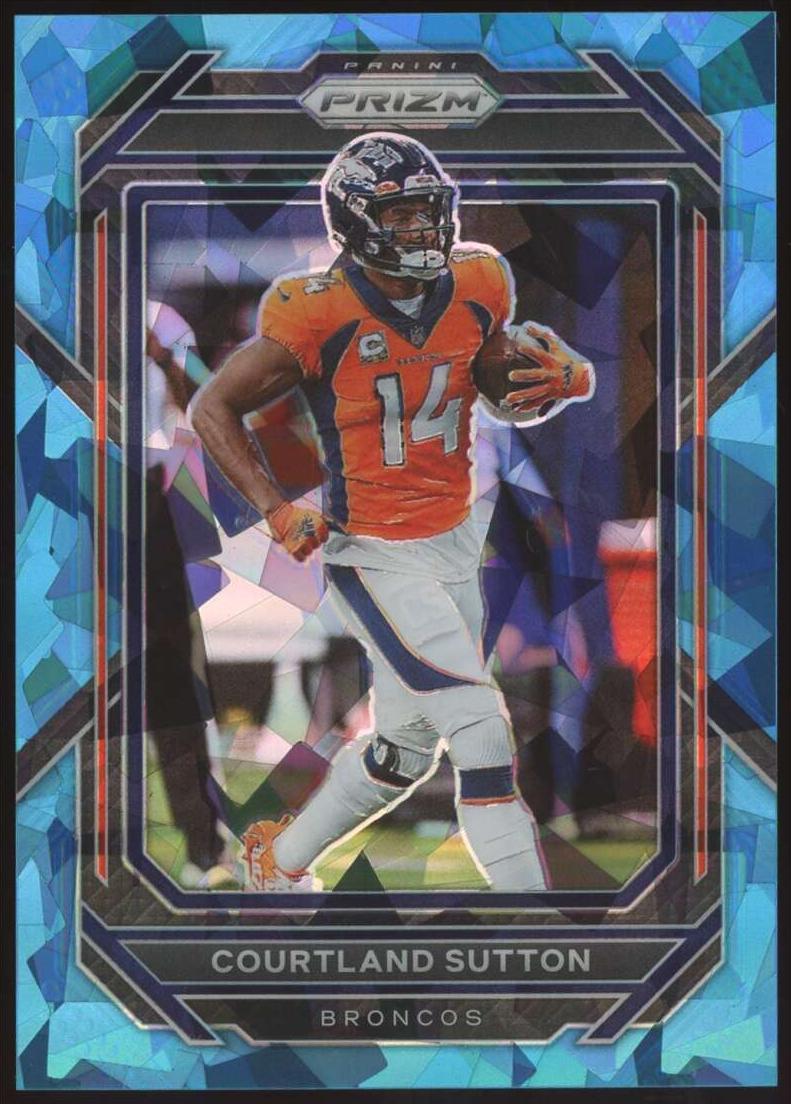 2022 Panini Prizm Football Blue Ice Courtland Sutton #90 PSA 10