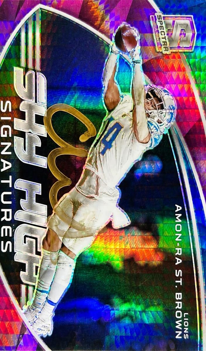 2022 Panini Spectra Football Neon Pink Amon-Ra St. Brown #SKS-AST