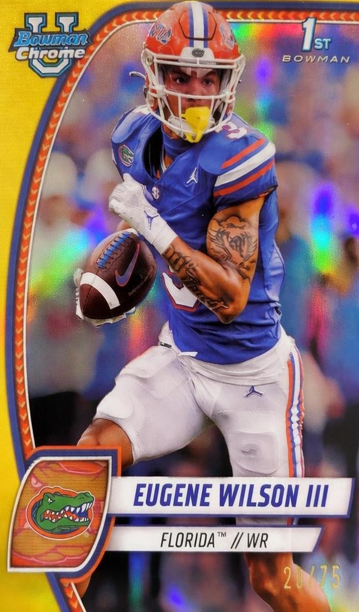 2024 Bowman Chrome University Football Yellow Refractor Eugene Wilson III #74