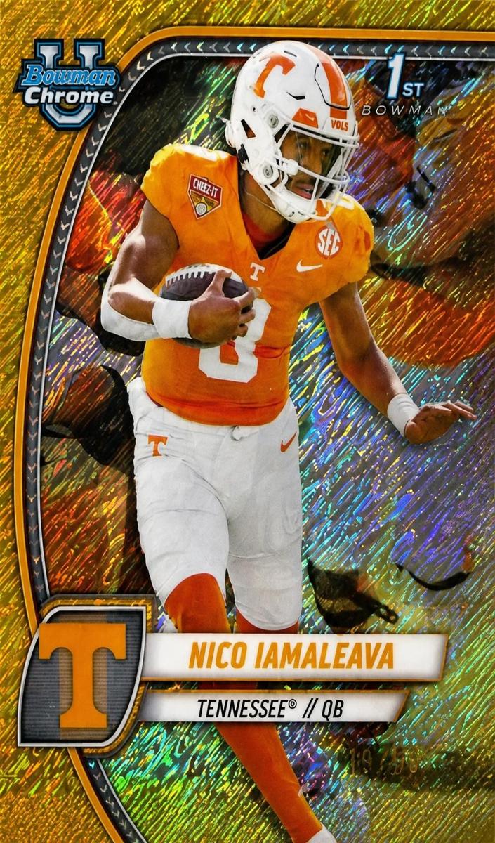 2024 Bowman Chrome University Football Shimmer Gold Refractor Nico Iamaleava #139
