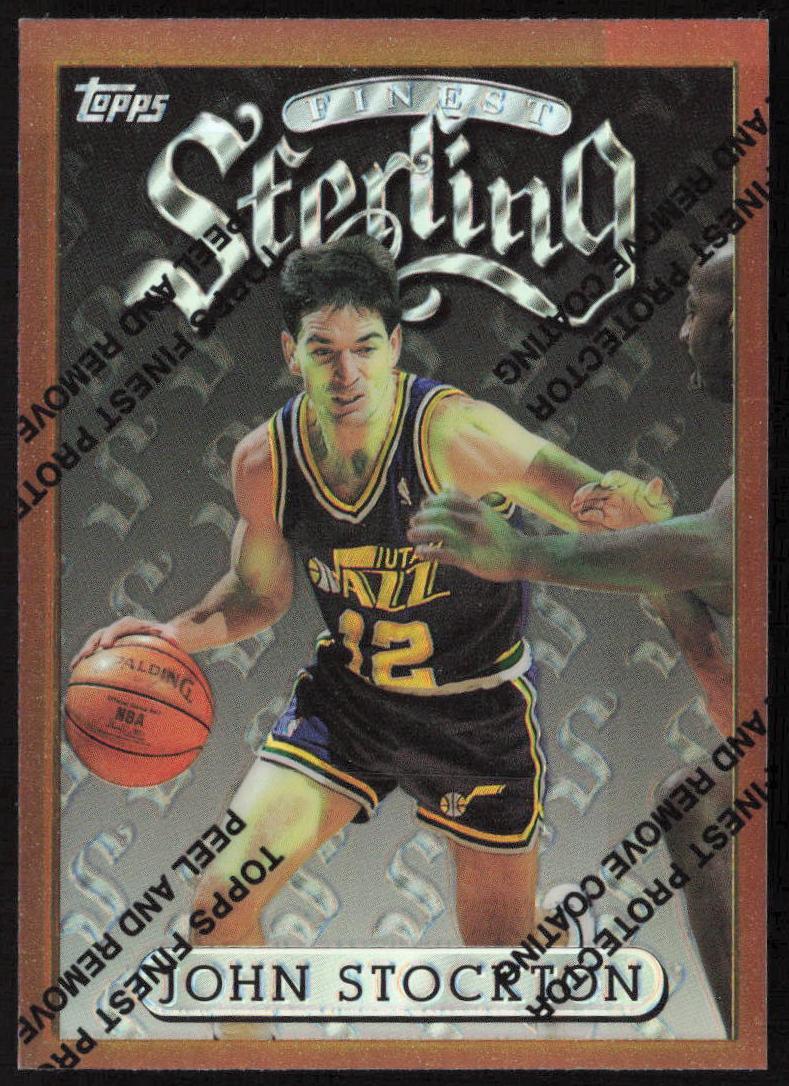 1996 Topps Finest Basketball Refractor John Stockton #90