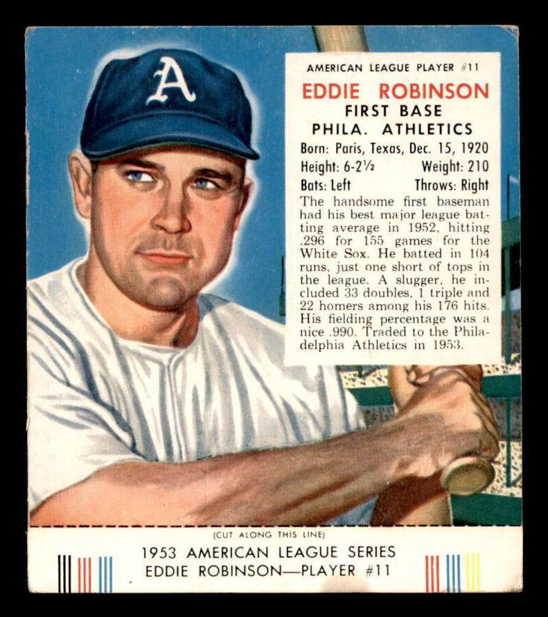 1953 Red Man Tobacco Baseball Eddie Robinson #11