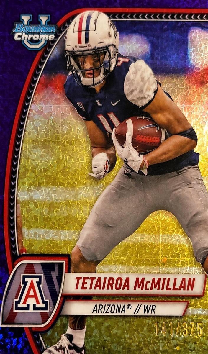 2024 Bowman Chrome University Football Purple Mini Diamond Refractor Tetairoa McMillan #170 PSA 10