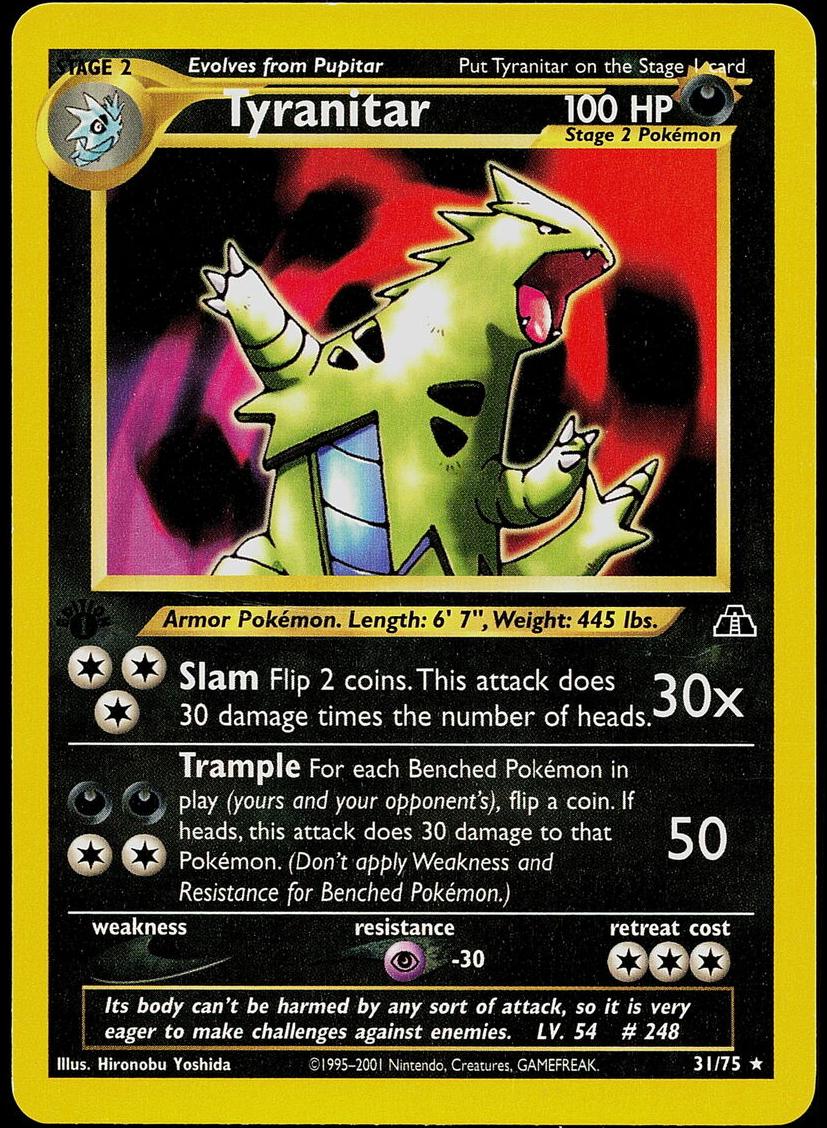 2001 Pokemon Neo Discovery 1st Edition Tyranitar #31 PSA 10