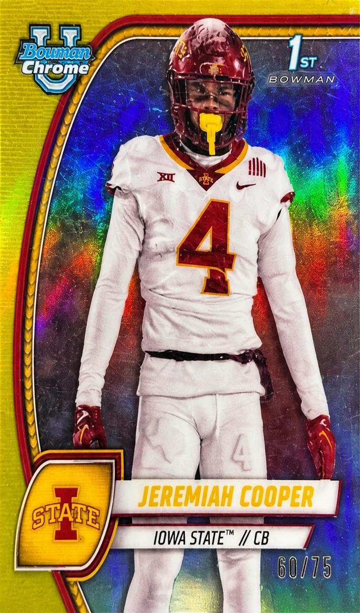 2024 Bowman Chrome University Football Yellow Refractor Jeremiah Cooper #99
