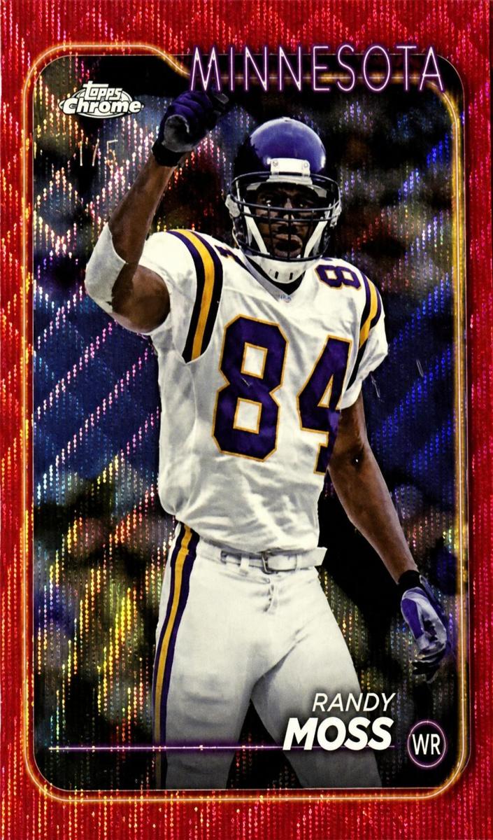 2024 Topps Chrome Football Red Wave Refractor Randy Moss #112 PSA 9