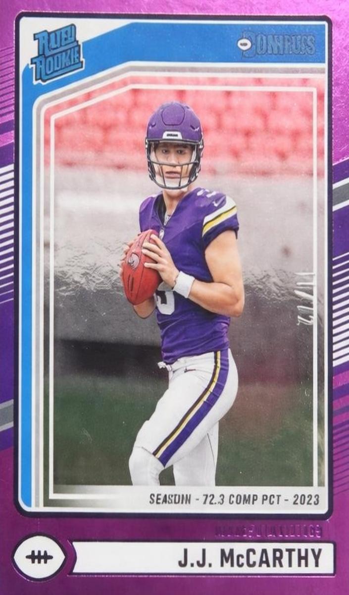 2024 Panini Donruss Football Season Stat Line J.J. McCarthy #303 PSA 8.5
