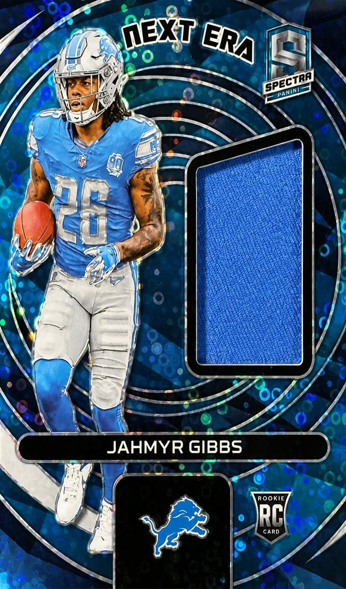 2023 Panini Spectra Football Neon Blue Jahmyr Gibbs #NE-JGI PSA 10
