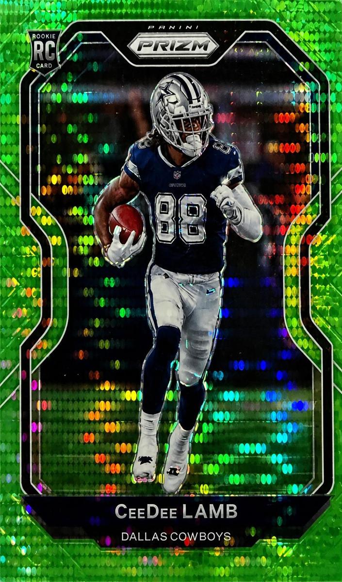 2020 Panini Prizm Football Neon Green Pulsar Prizm CeeDee Lamb #334 PSA 8