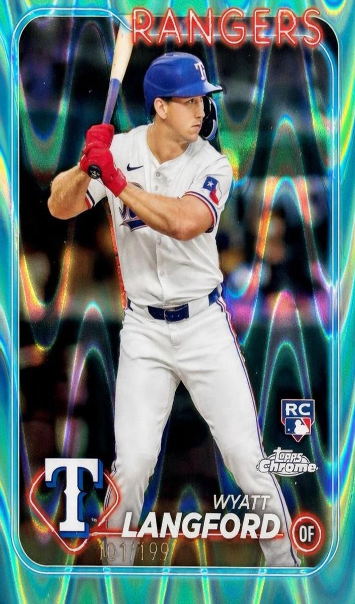 2024 Topps Chrome Baseball Aqua Raywave Wyatt Langford #122
