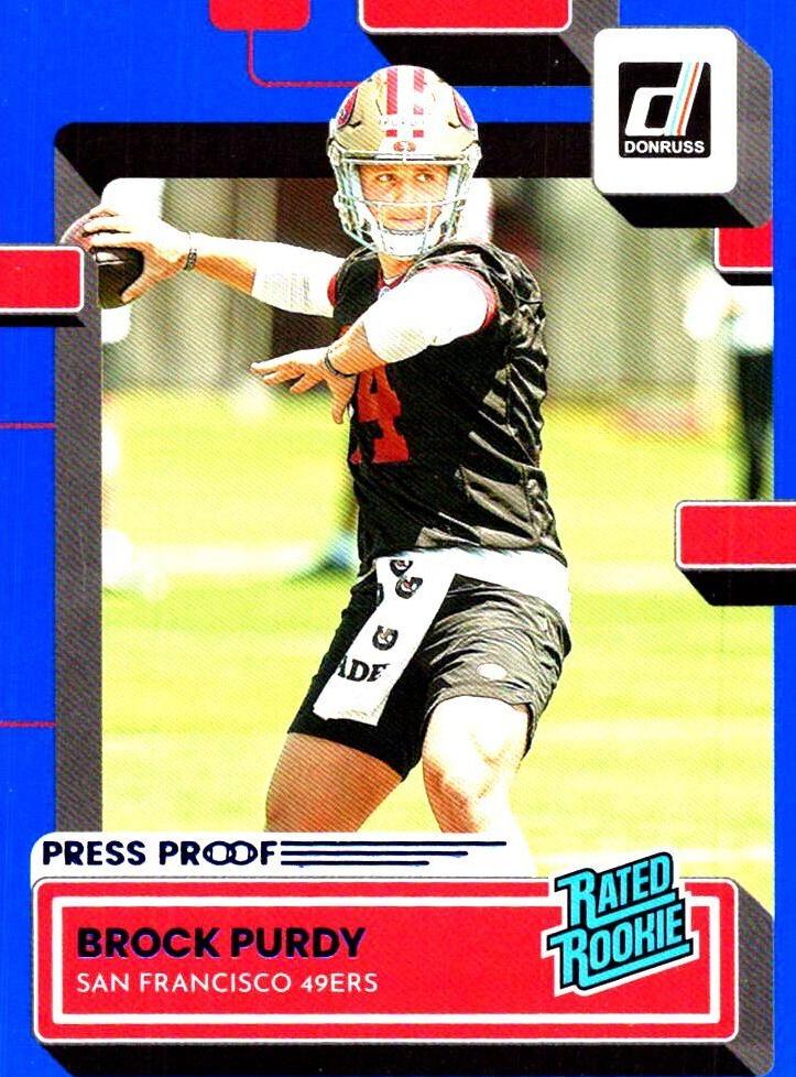 2022 Panini Donruss Football Press Proof Blue Brock Purdy #374 PSA 10