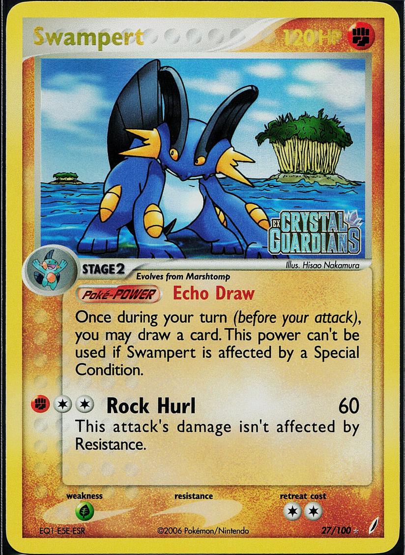 2006 Pokemon EX Crystal Guardians Reverse Foil Swampert #27 PSA 7