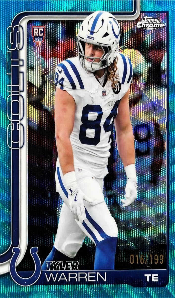 2025 Topps Chrome Football Aqua Wave Refractor Tyler Warren #346