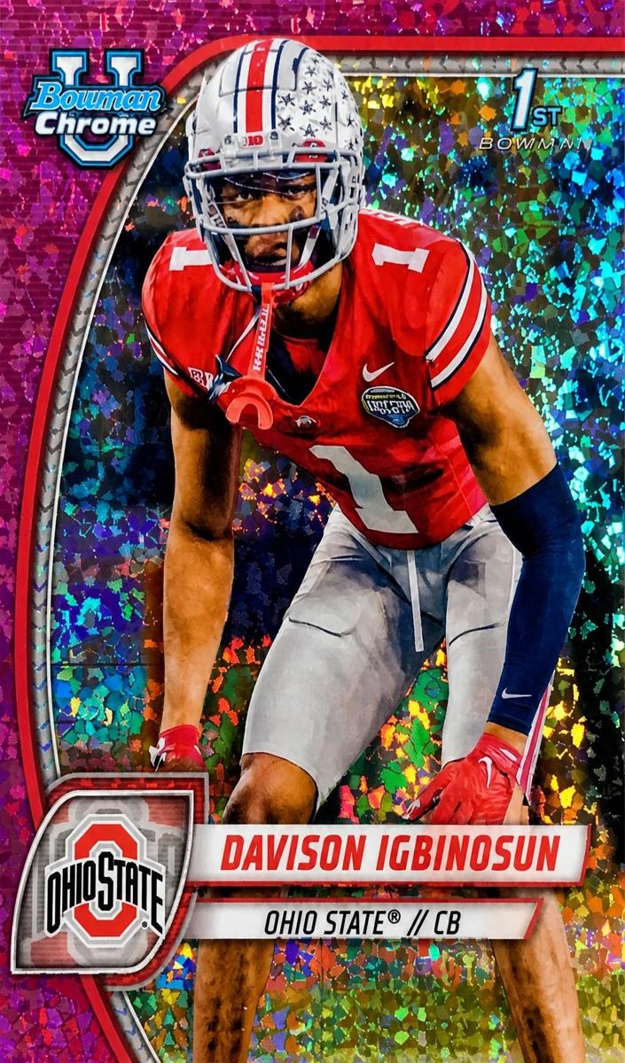 2024 Bowman Chrome University Football Fuchsia Mini Diamond Refractor Davison Igbinosun #54