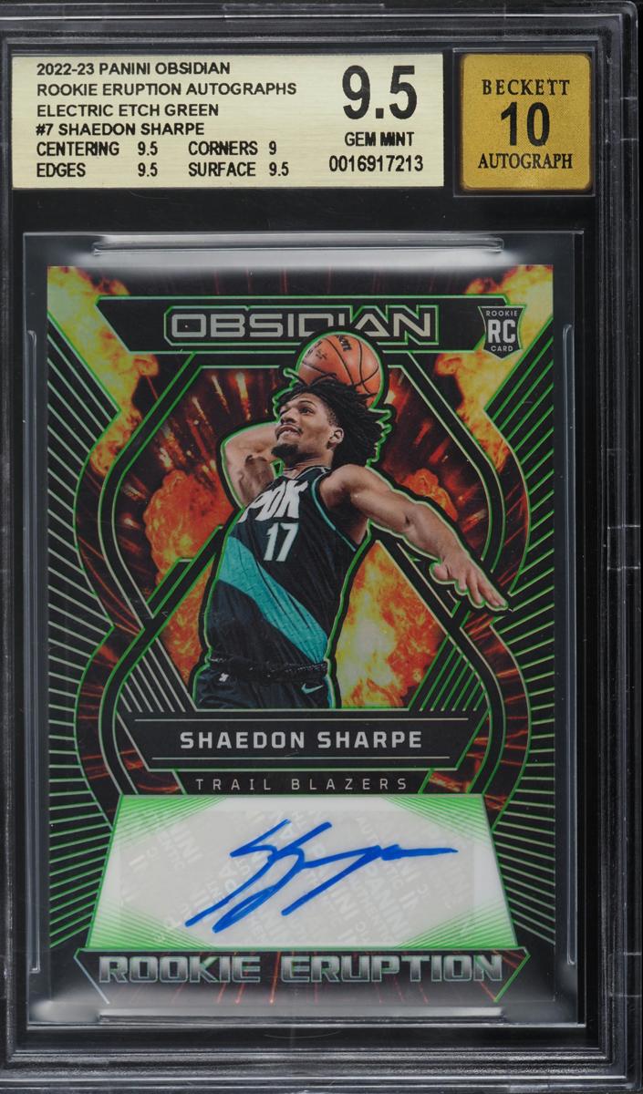 2022 Panini Obsidian Basketball Electric Etch Green Shaedon Sharpe #RE-SPT BGS 9