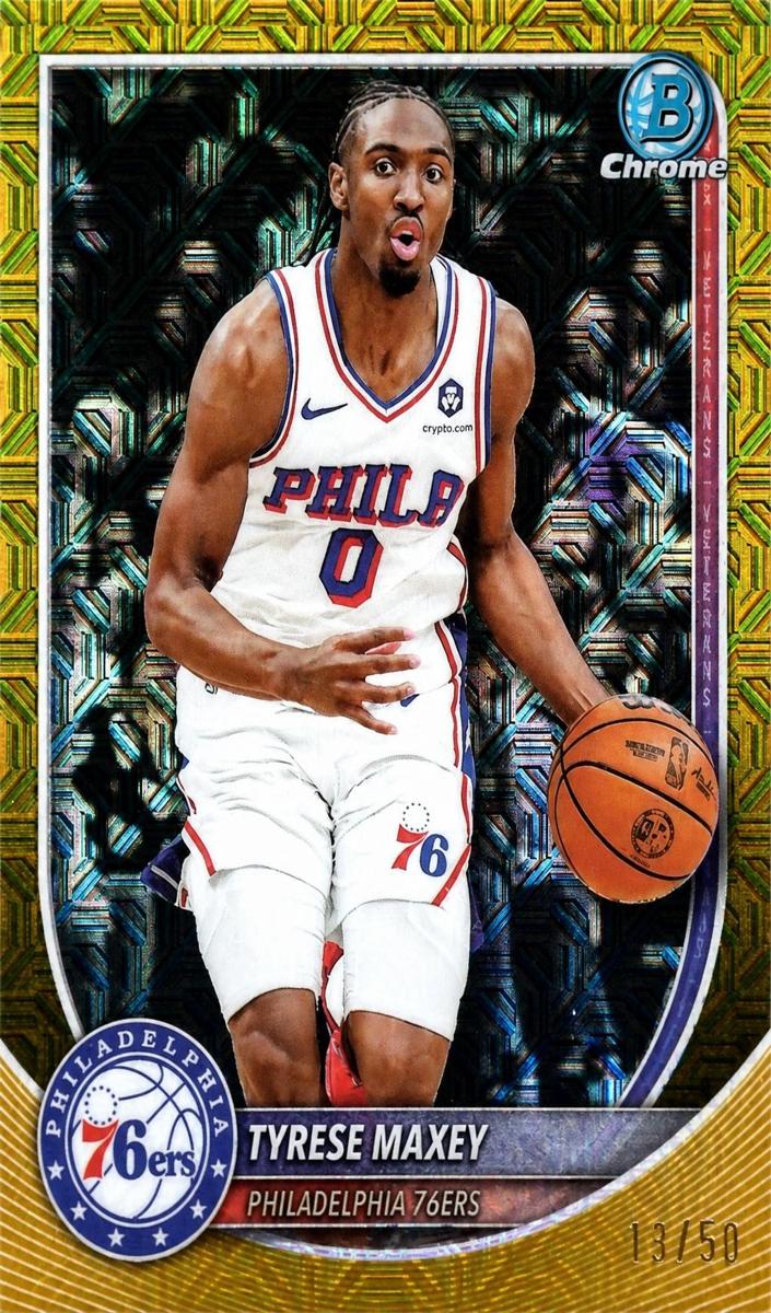 2025 Bowman Mega Box Basketball Gold Mojo Refractor Tyrese Maxey #BCV-66