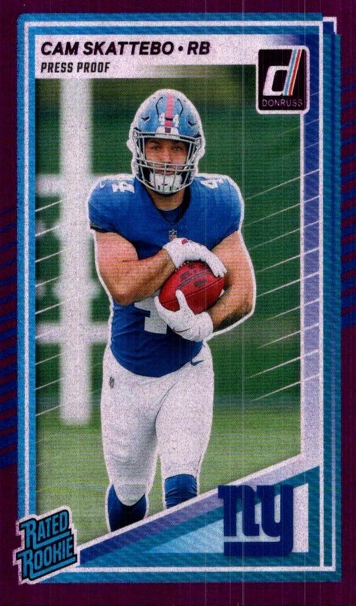 2025 Panini Donruss Football Press Proof Purple Cam Skattebo #302