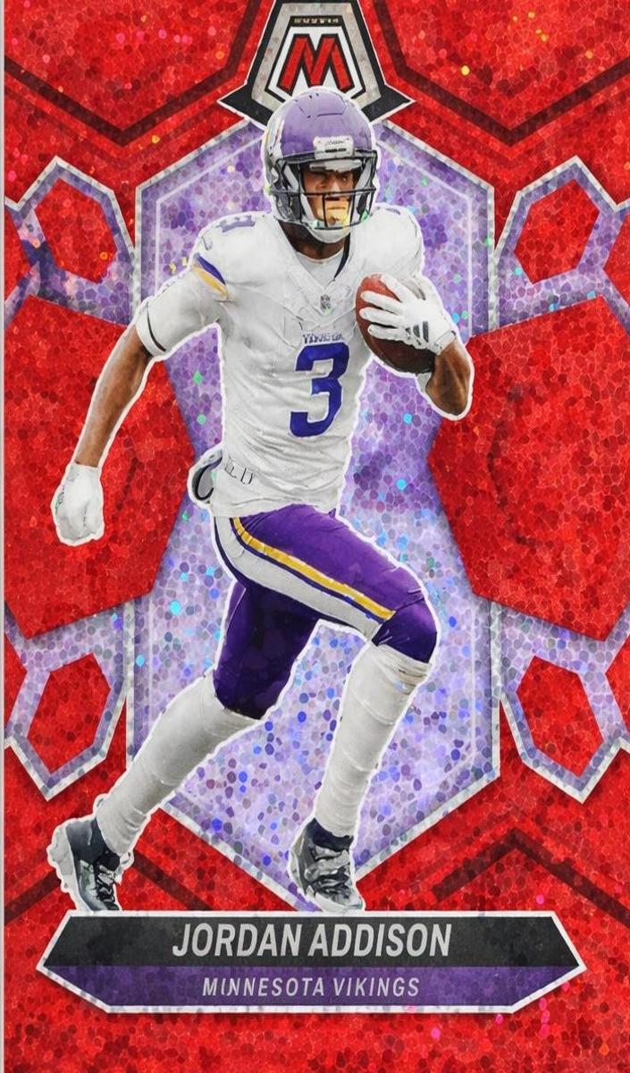 2024 Panini Mosaic Football Red Sparkle Jordan Addison #144