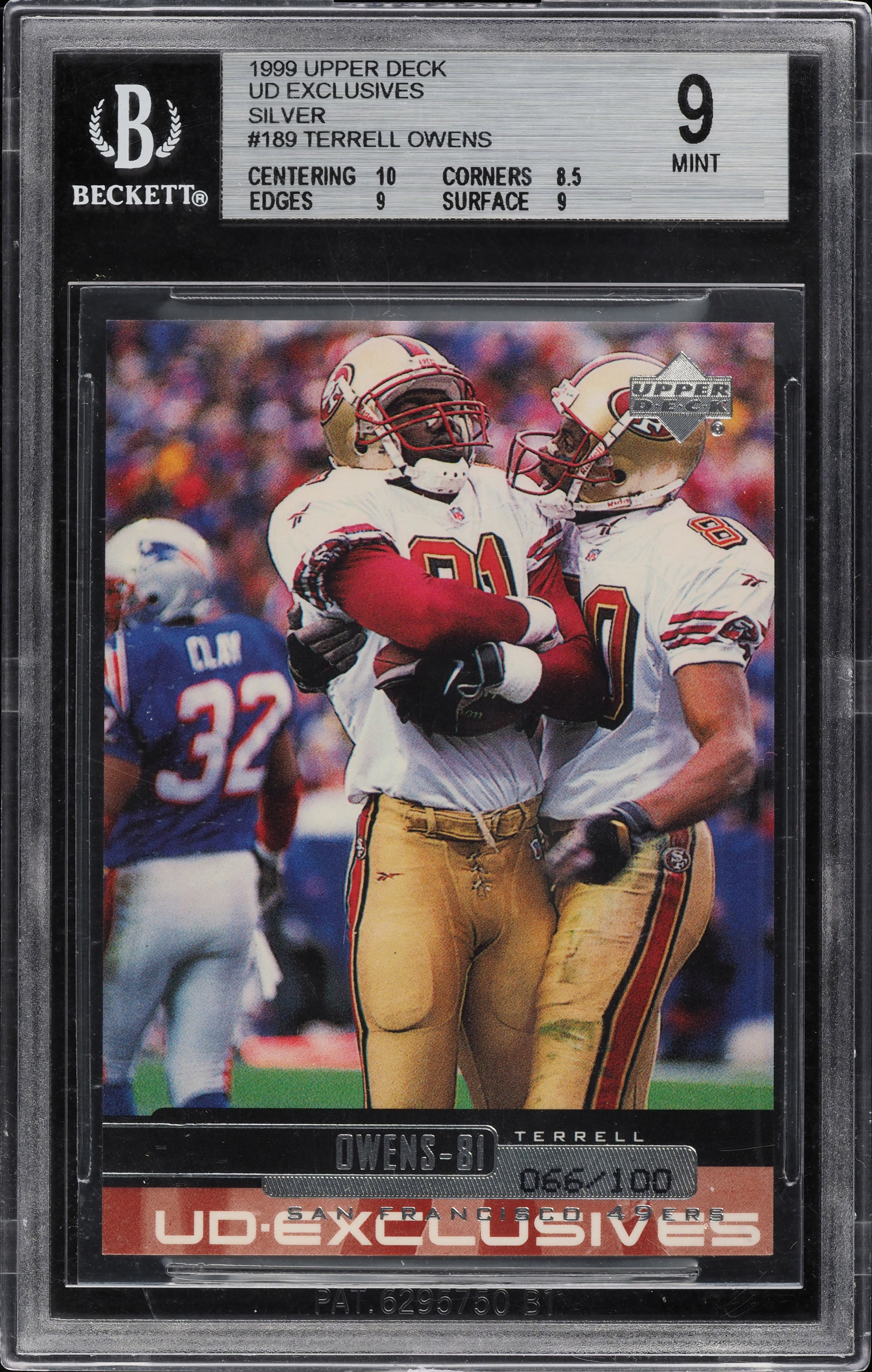 1999 Upper Deck Football UD Exclusives Silver Terrell Owens #189 BGS 9
