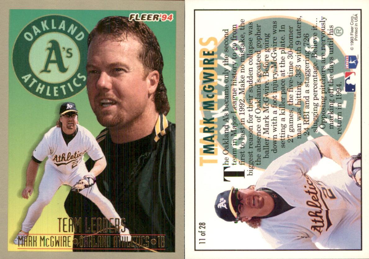 1994 Fleer Baseball Mark McGwire #11 PSA 10
