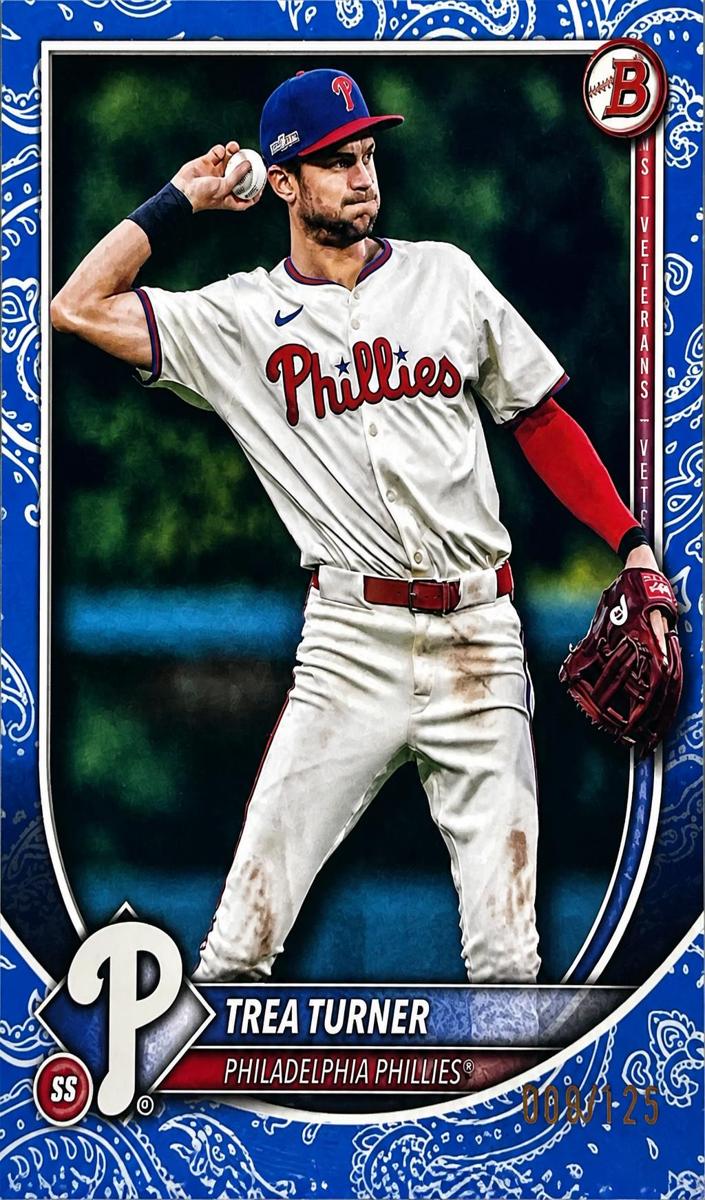 2025 Bowman Baseball Blue Pattern Border Trea Turner #65