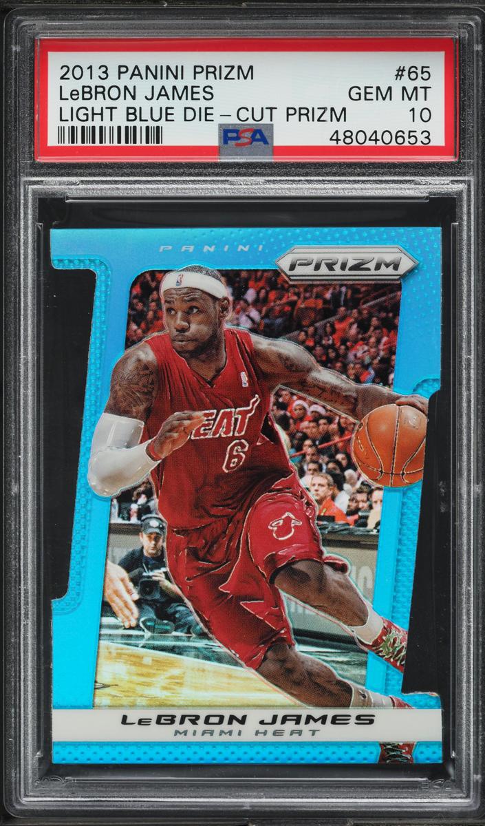 2013 Panini Prizm Basketball Light-Blue Die-Cut Prizm Lebron James #65 PSA 10