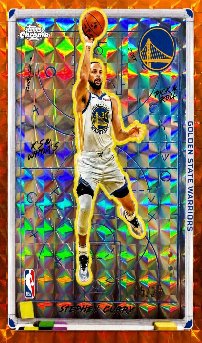 2025 Topps Chrome Basketball Geometric Orange Refractor Stephen Curry #XW-5
