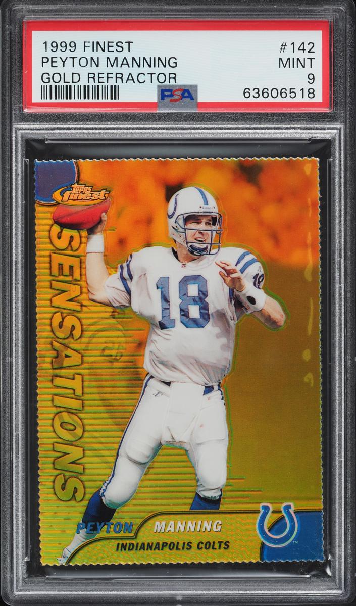 1999 Topps Finest Football Gold Refractor Peyton Manning #142 PSA 8