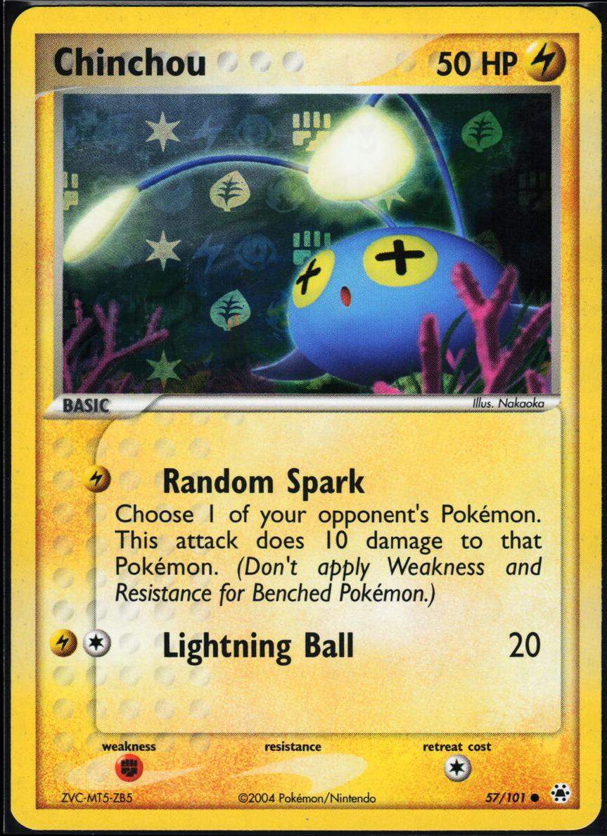 2004 Pokemon EX Hidden Legends Reverse Foil Chinchou #57