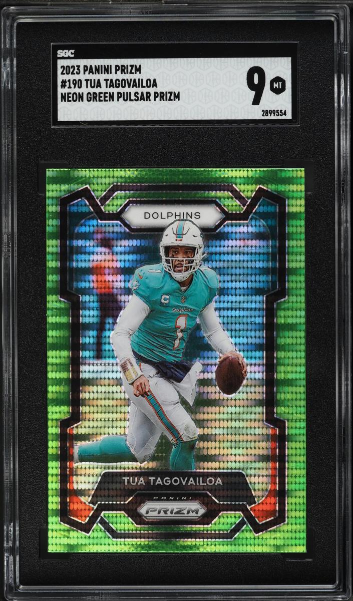 2023 Panini Prizm Football Neon Green Pulsar Tua Tagovailoa #190