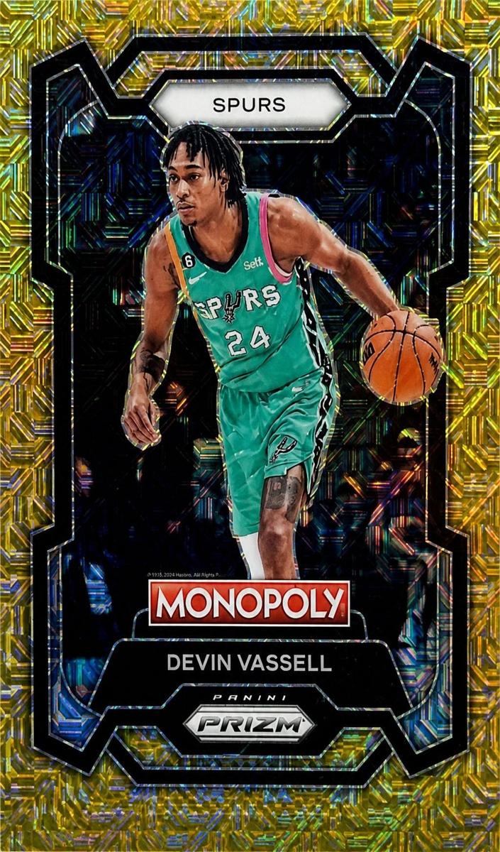 2023 Panini Prizm Monopoly Basketball Gold Millionaire Shimmer Devin Vassell #80