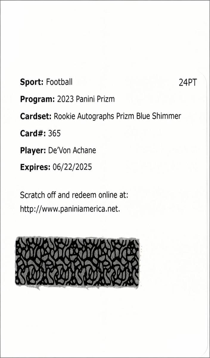 2023 Panini Prizm Football Blue Shimmer De'Von Achane #365 PSA 9