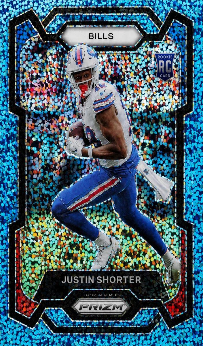 2023 Panini Prizm Football Blue Sparkle Justin Shorter #310 PSA 9