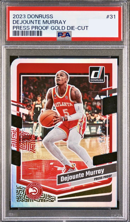 2023 Panini Donruss Basketball Press Proof Gold Die-Cut Dejounte Murray #31 PSA 8.5