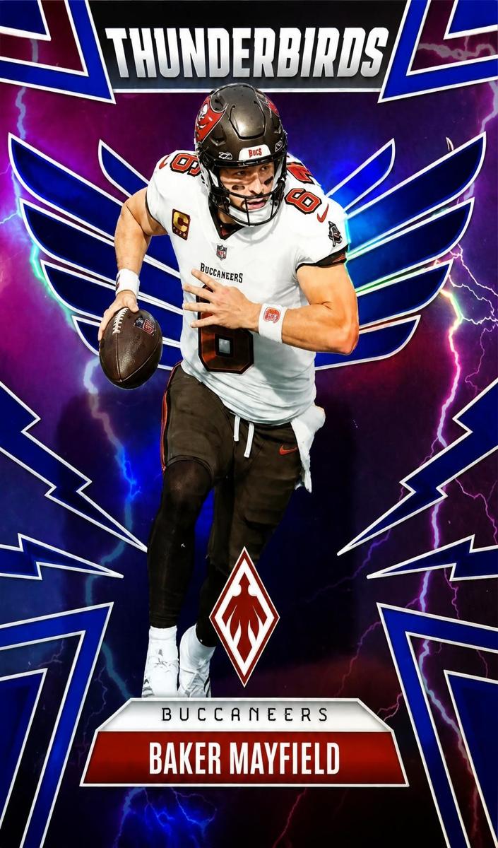 2025 Panini Phoenix Football Blue Baker Mayfield #48