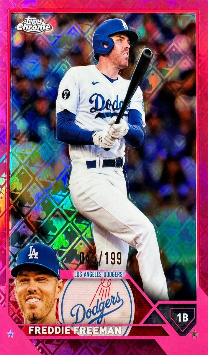 2023 Topps Chrome Logofractor Baseball Pink Freddie Freeman #5 SGC 9.5