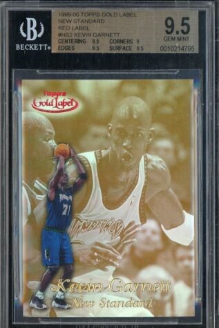 1999 Topps Gold Label Basketball Red Label Kevin Garnett #NS2 BGS 9