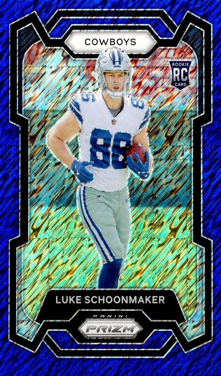 2023 Panini Prizm Football Blue Shimmer Luke Schoonmaker #325 PSA 8