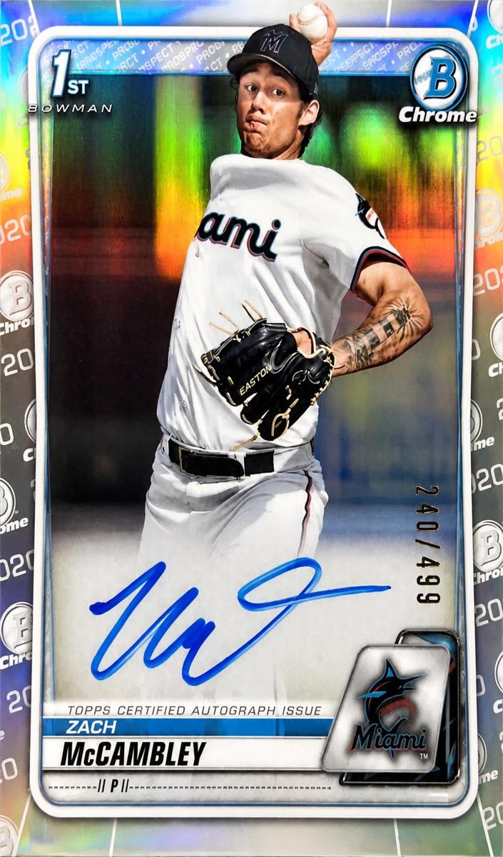 2020 Bowman Draft Chrome Baseball Refractor Zach McCambley #CDA-ZM PSA 9